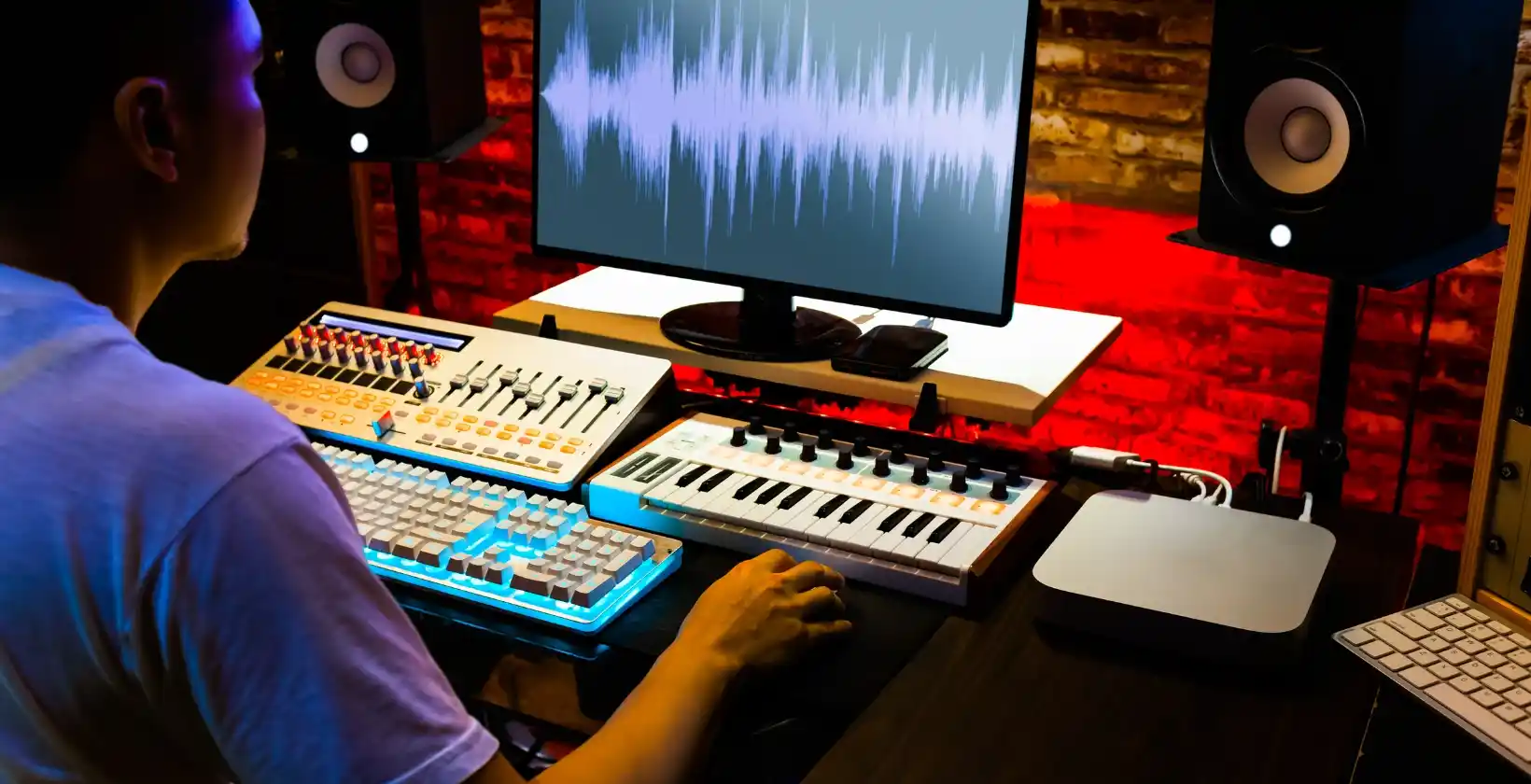 Music producer making beats