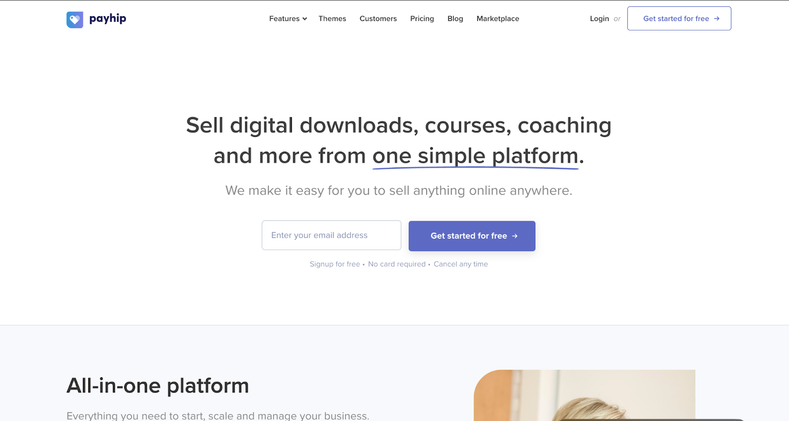 Payhip homepage and offers